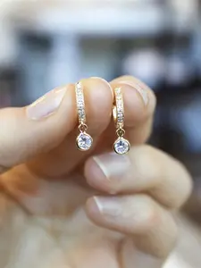 1 Pair Rhinestone Decorated Dangle Earrings, Copper Earrings with Unique Dangle Design, Rhinestone Accents, Statement Earrings, Elegant Fashion Jewelry for Women, Anniversary Birthday Jewellery Gift