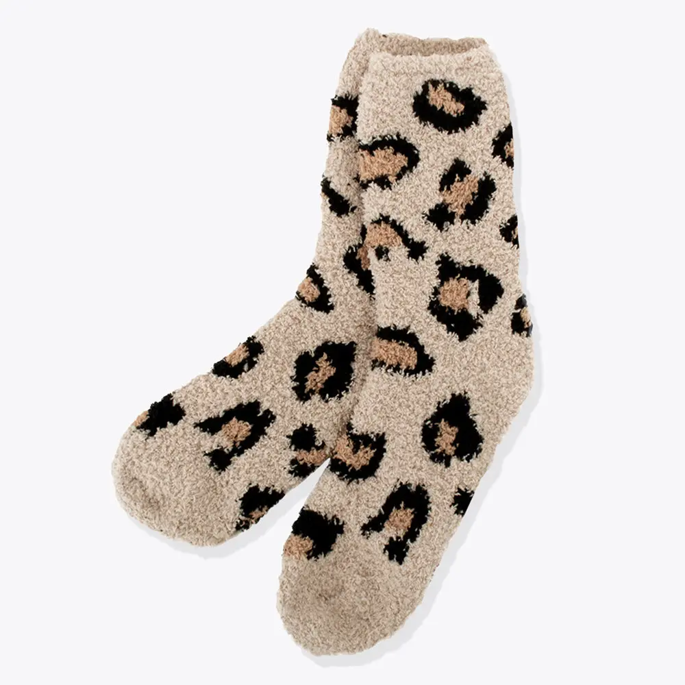 Women's Animal Spot Fuzzy Underwear Socks, Soft Spandex-Polyester Blend, One Size That Fits for Cozy Outings