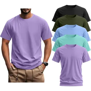 5 Pack Mens Big & Tall Oversized T-Shirts, 100% Cotton Short Sleeve Crew Neck Tees, Unisex  Loose Fit Casual Summer Tops Multipack