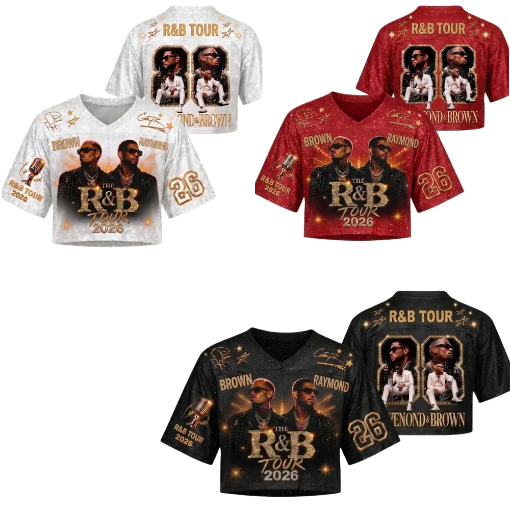 Raymond And Brown R&B Tour Crop Top Jersey, Retro White Red Black 2026 Concert Graphic, Gift for Music Lovers