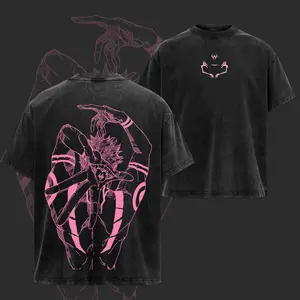 Vintage Sukuna - Jujutsu Kaisen Washed Oversized Graphic Tee - Unisex T-shirt - Hoodie, JJK Double Printed T-Shirt, Heavyweight Cotton Unisex Streetwear Top, Gym Pump Cover, Summers Outfits, Gift for Anime Fans