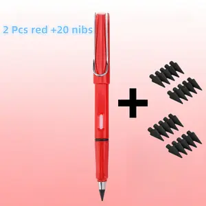 2pcs Dazzling Eternal Pencils Infinity Inkless Pencil Everlasting Pencils Colorful Forever Pencils With 20PCS Nibs For School Office Professional