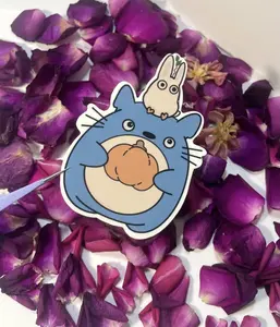 Totoro Pumpkin Ghibli Vinyl Sticker for Anime and Ghibli Lovers Adorable Blue Totoro with Pumpkin Topper