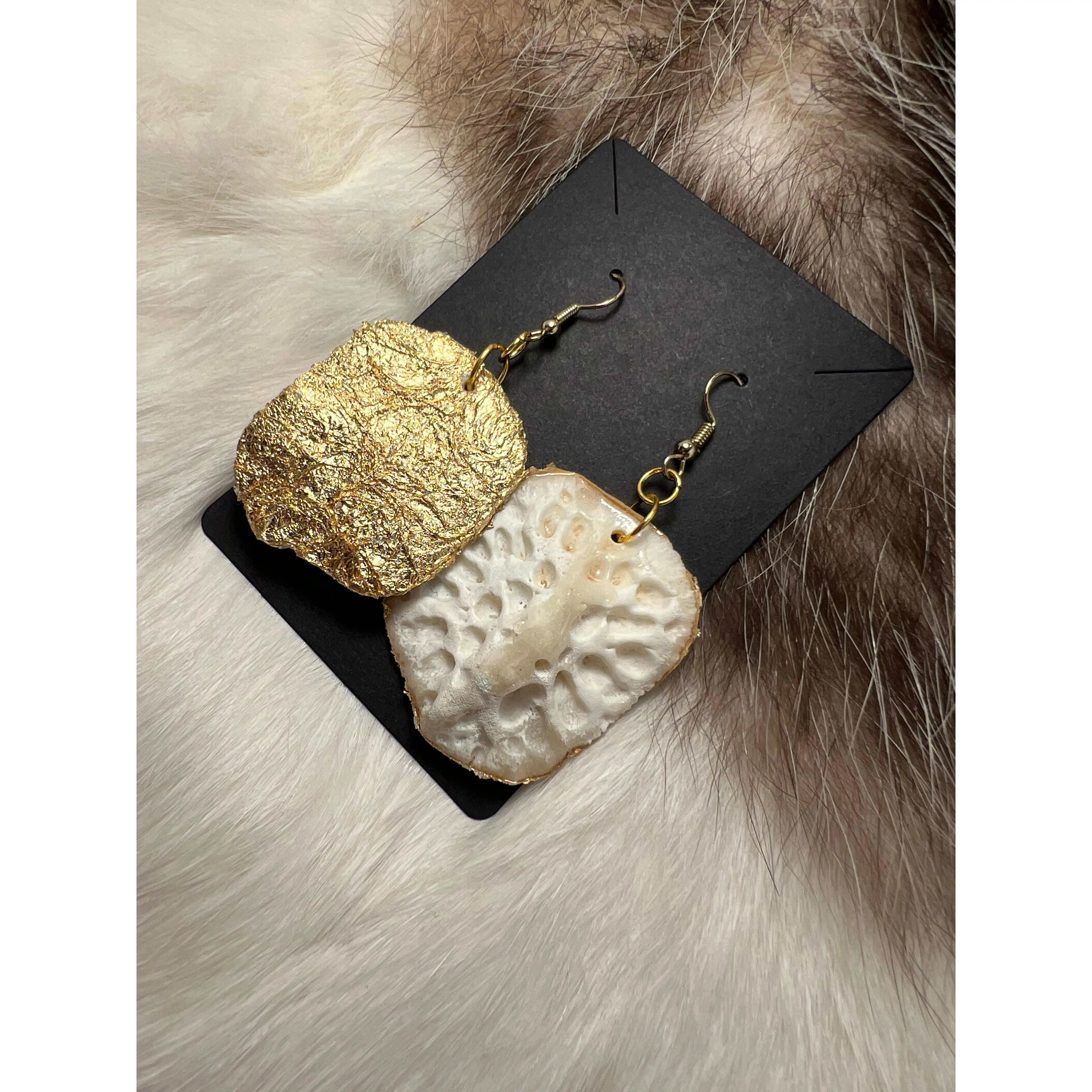 Alligator Scute Earrings - Gold & Resin