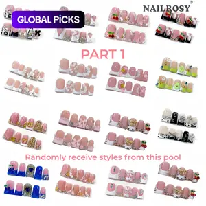 Mystery Box Handmade Press on Nails, 3D Floral Short Duck Design, Shimmery Finish, Perfect for Weddings & Parties,Short Duck Nails