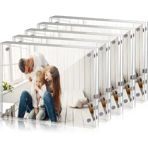 5 Pack 4 x 6  Picture Frames, Double Sided  Photo Frames Self Standing Frameless Transparent for Desktop Display Gifts for Women