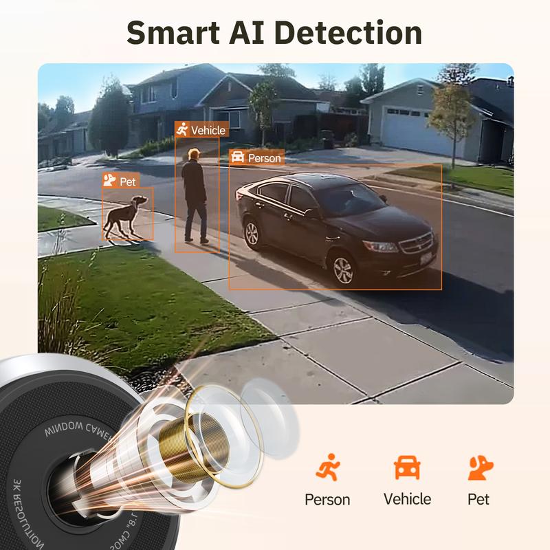 Girafit 5MP 3K Window Camera,2.4GHz & 5GHz Wi-Fi Indoor Security Camera with Thermometer and Hygrometer ChroMax Al Color Night Vision,Person & Motion Detection,24/7 Record