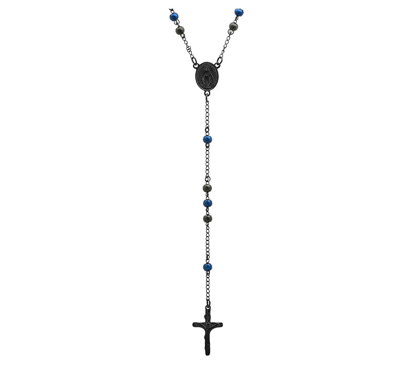 Steel by Design Men's Black & Blue Stainless St eel Rosary Steel by Design Men's Black & Blue Stainless St eel Rosary