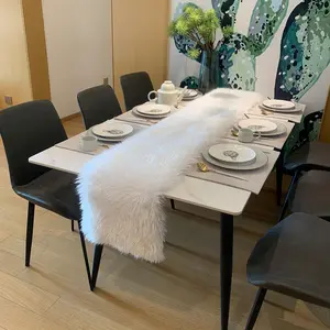 White Fur Table Runner,Christmas Table Runner,Faux Fur Table Runner for Winter  Decor - Table Runner Coffee Table Center for Holiday Dinning  Indoor Outdoor Parties 12x48 inch Luxury graduation leis