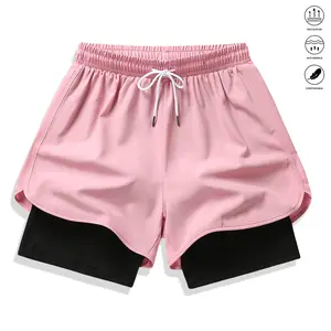Women’s casual summer athletic shorts with built-in padding, elastic waistband, drawstring design, suitable for outdoor sports; women’s shorts, sports shorts, womenswear