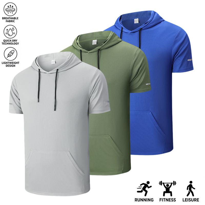 3-Pack Men’s Summer New Quick Dry T-Shirts — Ice Silk Short Sleeve Crew Neck Sports Tees