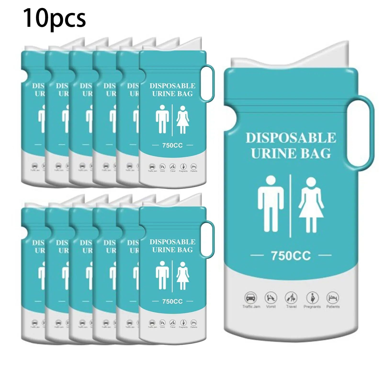 Emergency Urine Bag Set, 10pcs Disposable Hygiene Urine Bag with Anti-slip Bracelet Design, Portable Convenience Urine Pouch for Outdoor Travel, Travel Accessory