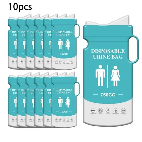 Emergency Urine Bag Set, 10pcs Disposable Hygiene Urine Bag with Anti-slip Bracelet Design, Portable Convenience Urine Pouch for Outdoor Travel, Travel Accessory