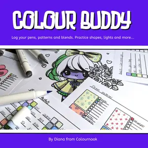 Colour Buddy: Colouring logbook with 1000+ colour swatches, pages for blending, pattern creation, shape practice and colouring book notes.