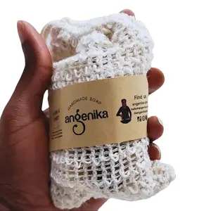 Sweet Warm Scented Exfoliating Mesh Soap Bag with Soaps inside, Eco-friendly Soap Grab Bag Accessories, Natural Sisal Soap Pouch, Soap Saver Body Shower Bar Soap Pouch Shampoo Soap Bags Mesh Body Soap Net with Drawstring for Foaming and Drying