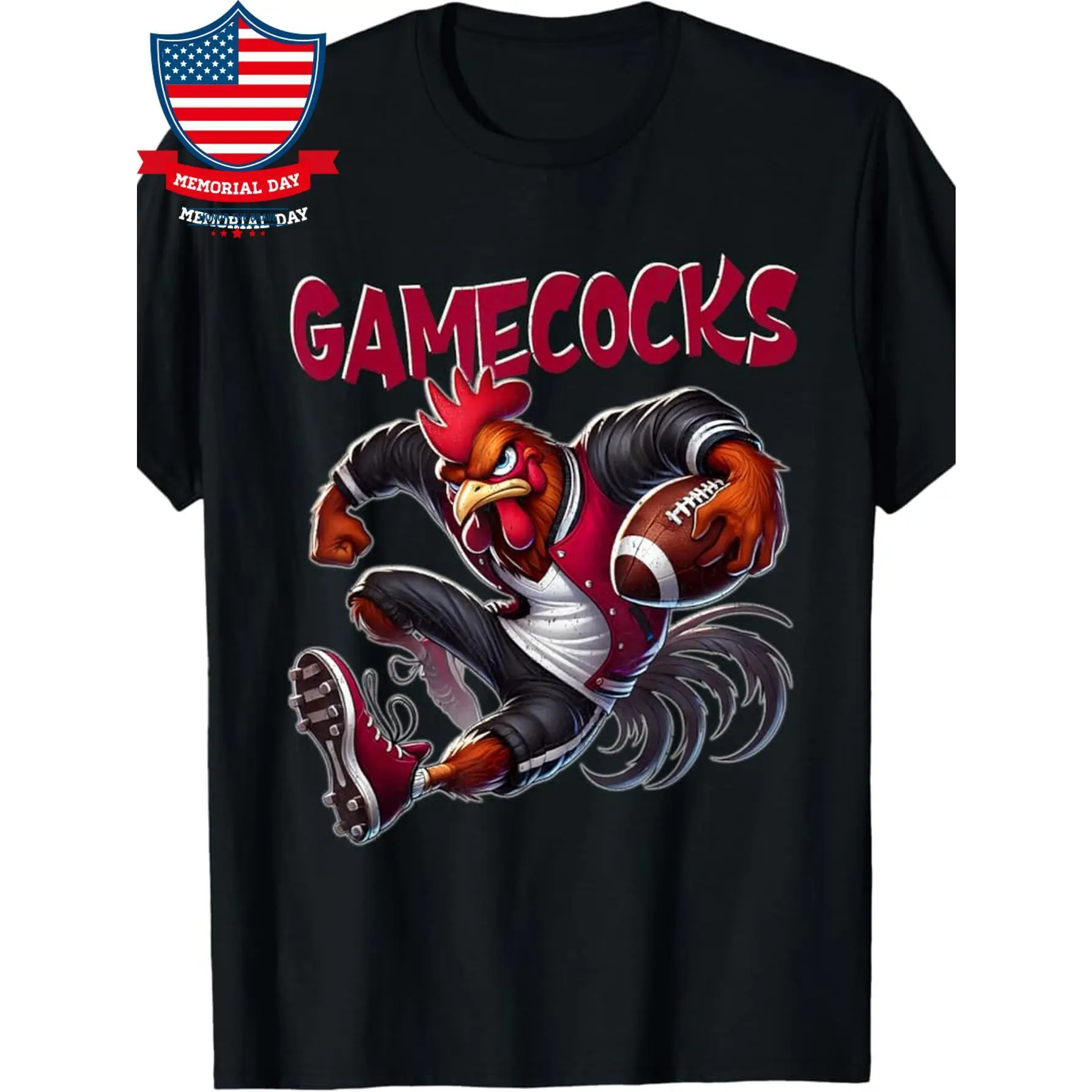 Gamecocks" Retro-Inspired Men's T-Shirt - 100% Cotton, 180g, Colorful South Carolina Name & Rooster Design, Casual Crew Neck, Short Sleeve Tee for Cas