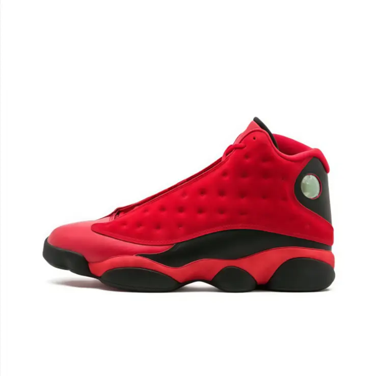 High top leather basketball sneakers red black upper padded collar shock absorbing sole street fashion match outdoor training unisex casual daily wear breathable supportive trendy footwear