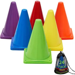 Small Training Cones Set for Soccer Practice, 24 Pack 7 Inch Agility Field Cone Marker for Football Basketball Drills, Plastic Multi color Baseball Cone for Outdoor Indoor Games