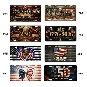 1776 2026 USA 250th Anniversary License Plate, Patriotic American Freedom Car Tag, Semiquincentennial Eagle Flag Metal Plate Decor Gift for Veterans Dad USA