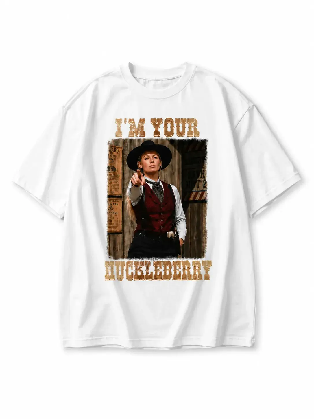 Casual Graphic Tshirt, Sophie Cunningham 'I'm Your Huckleberry' Print, Unisex Cotton Crew Neck Shortsleeve Top, Machine Wash, Graphic Print, Minimalist