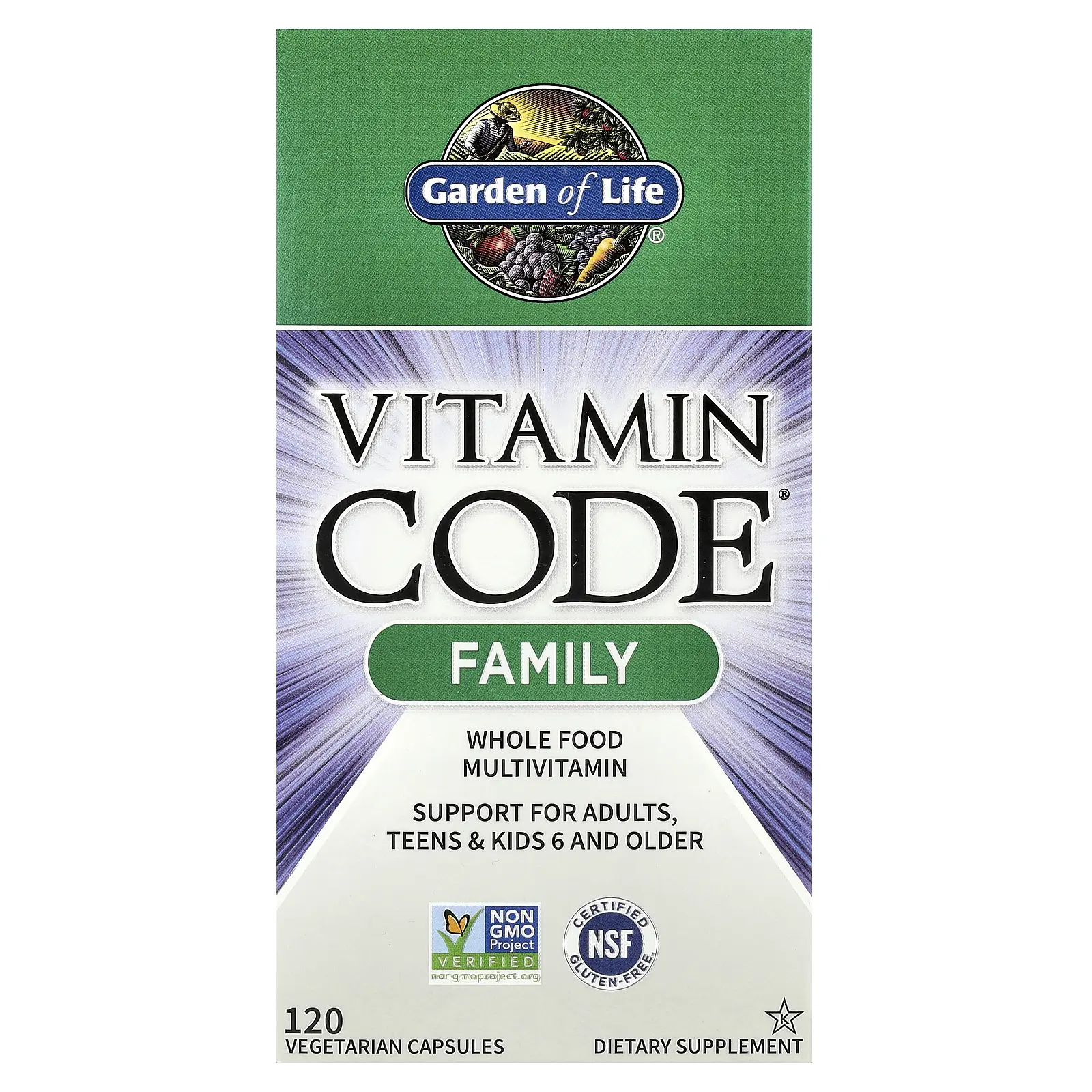 Garden of Life Vitamin Code®, Family, Whole Food Multivitamin, 120 Vegetarian Capsules