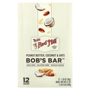 Bob's Red Mill Bob's Bar™, Peanut Butter, Coconut & Oats, 12 Bars, 1.76 oz (50 g) Each