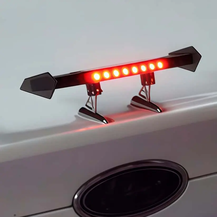 Universal Mini Trunk Spoiler Solar LED Brake Light, No Drill Self Stick Car Rear Wing, Lightweight ABS Auto Exterior Racing Decor Mod Parts