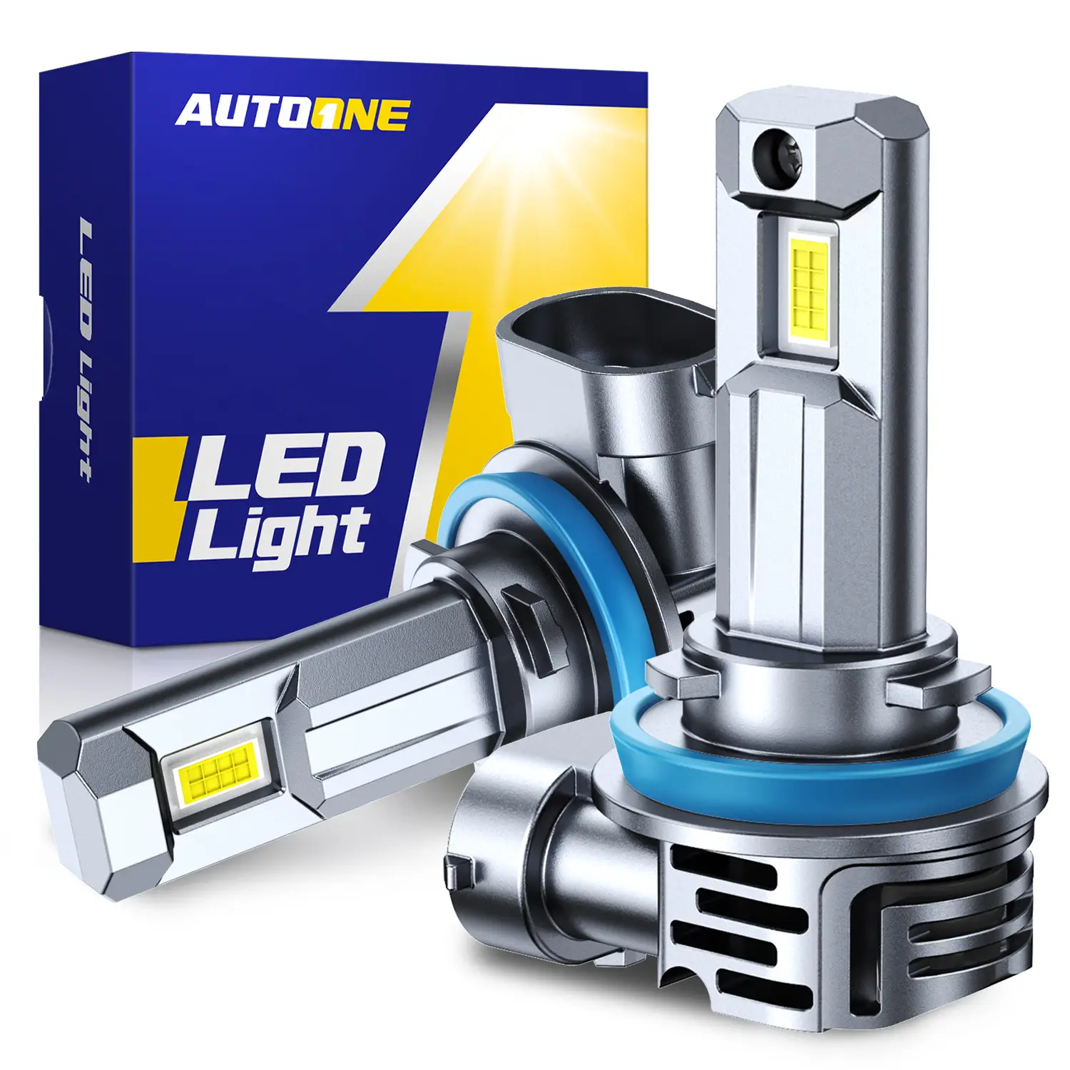 AUTOONE 9005/9006/H4/H7/H13/9012 LED Headlight Bulb, Upgraded High Lumen, 1:1 Mini Size with Cooling Fan, Plug-and-Play, 2 PCS