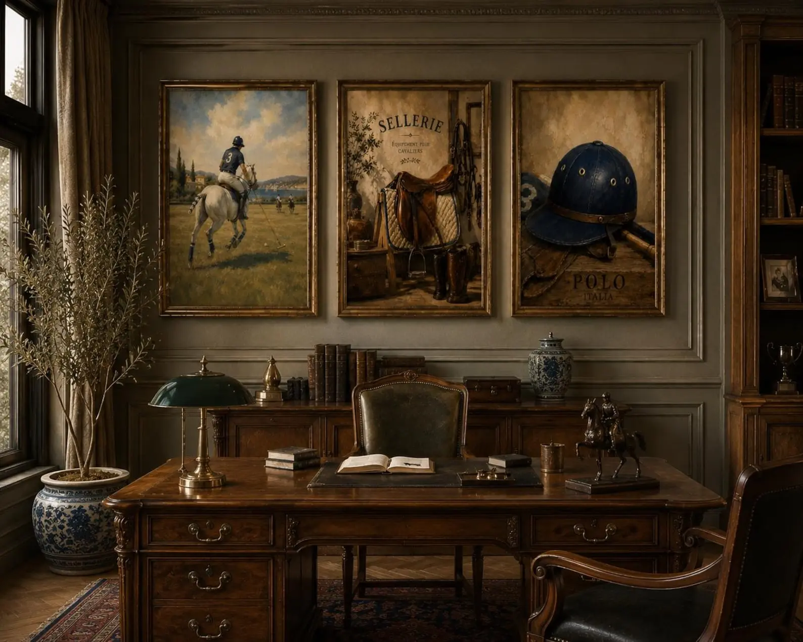 Set of 3 Vintage Polo & Horse Riding Posters Old Money Wall Decor Italian Equestrian Art Classic Luxury Posters