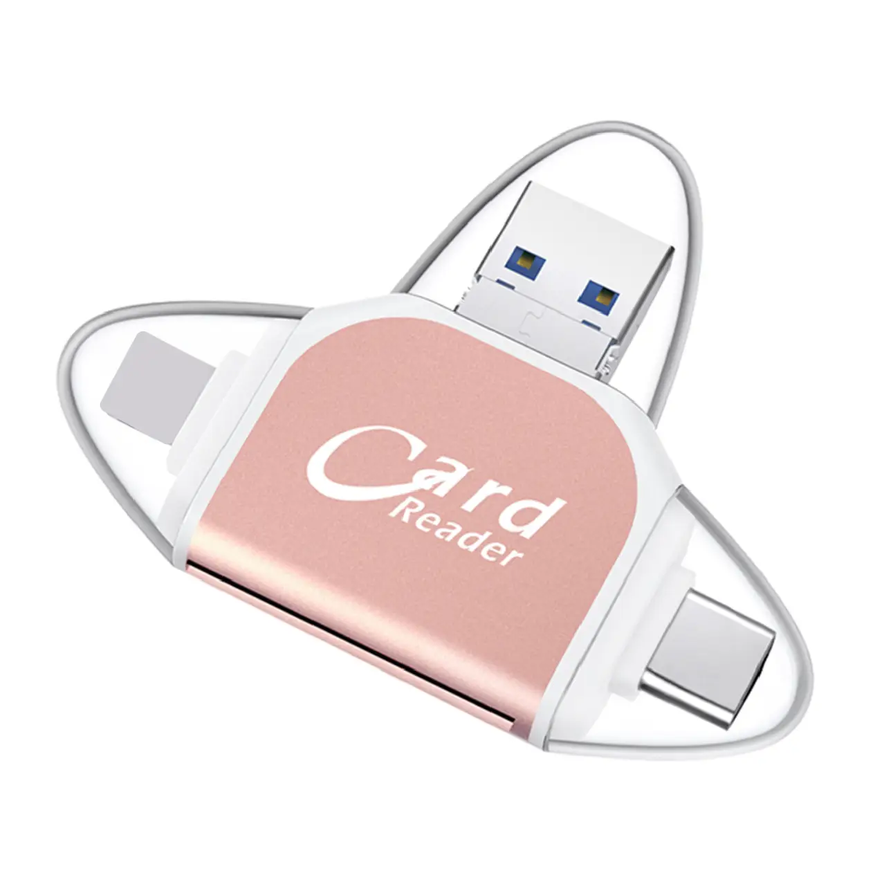 SEALIGHT Multi-Port Memory Card Reader，4 in 1 SD/TF/USB OTG Adapter for iPhone 15/14/13/12/11 Pro/Pro Max, Android, iPad, Laptop with Type C, USB C, L