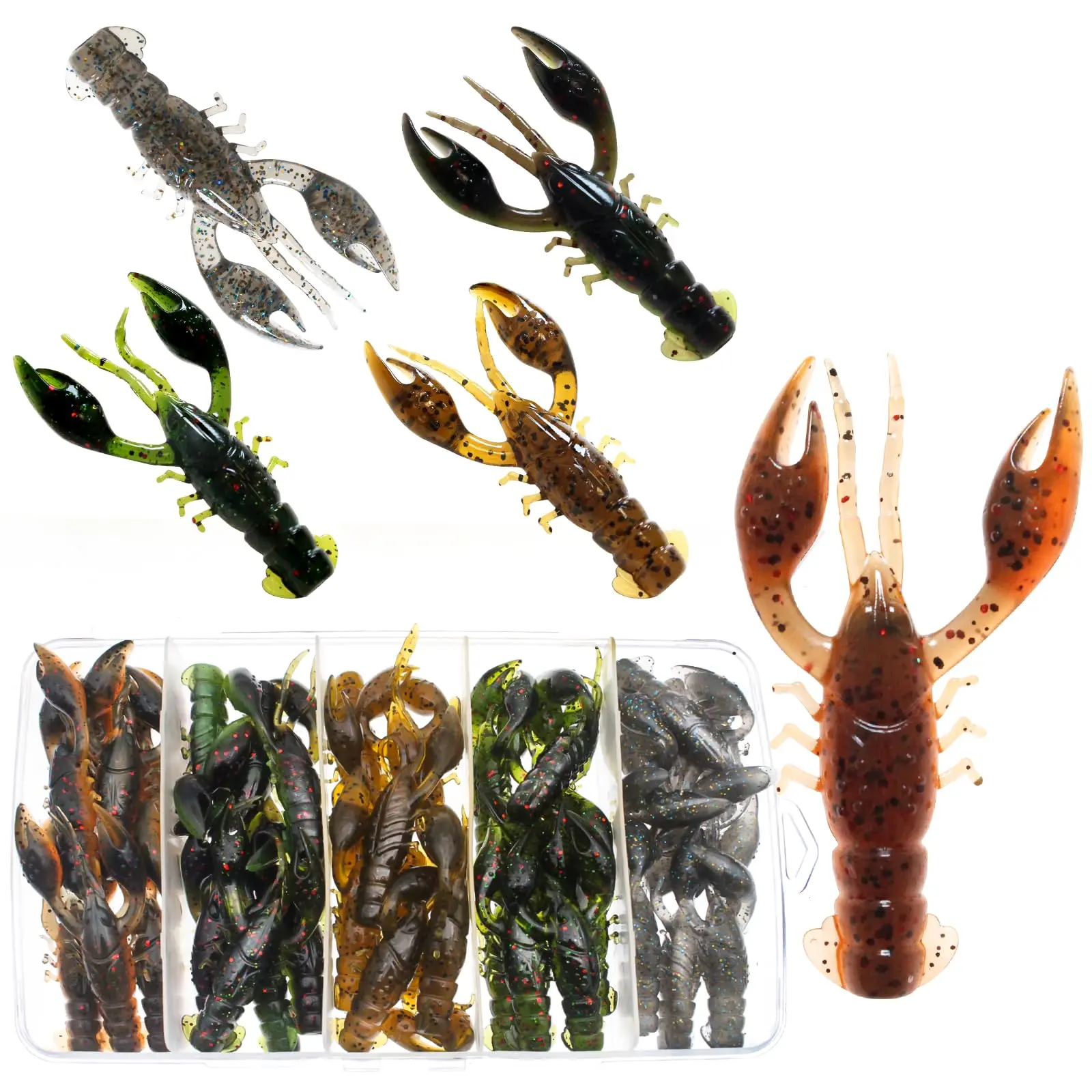 Senko Worms 40/133Pcs Fishing Soft Plastic Bait Bass Lures Crawfish Lure Wacky Rig Carolina Rigged