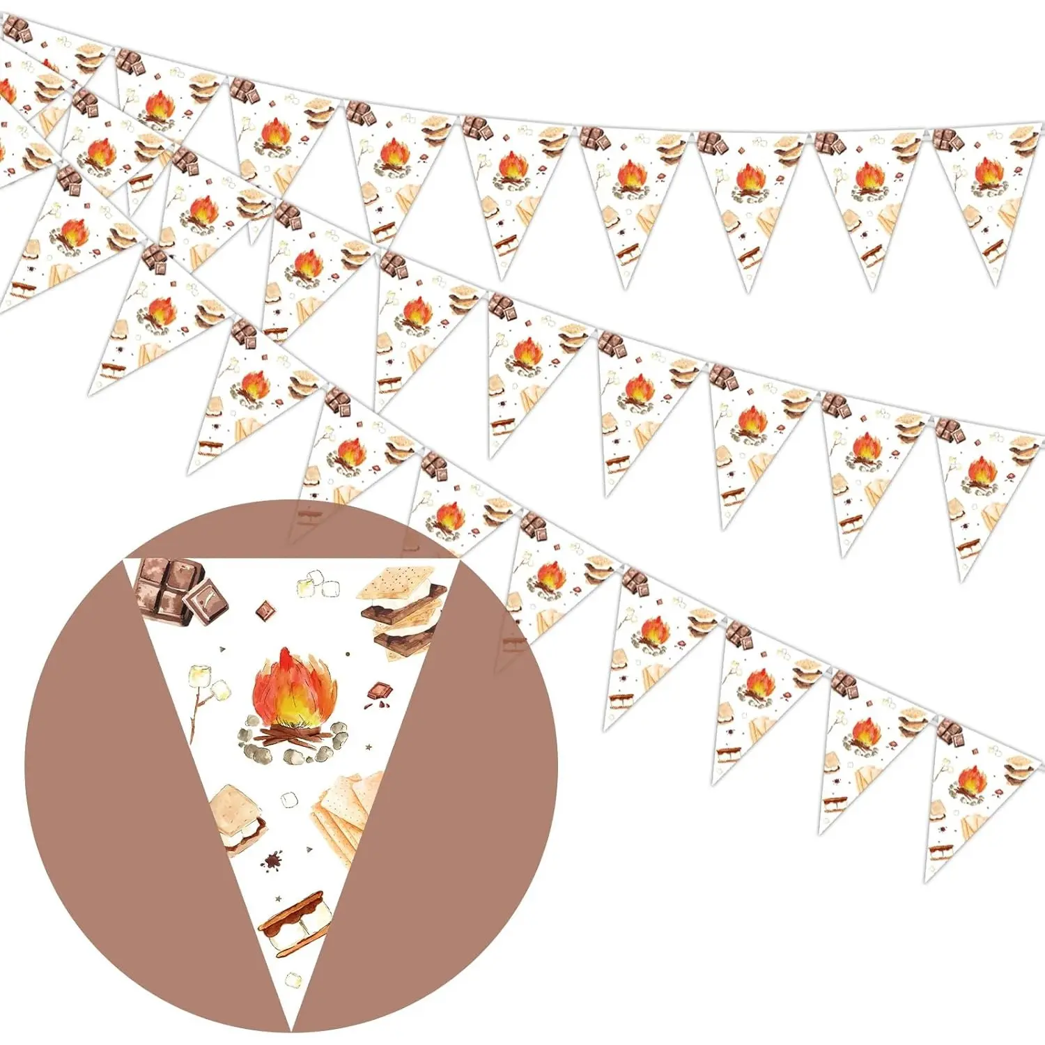 1-Set Smores Camping Pennant Banner Decor, 3-Piece Campfire Camper Themed Pennant Flags for Birthday, Baby Shower Parties (Home & Festive Party Supplies)