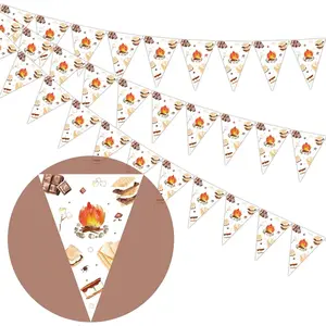 1Set Smores Camping Pennant Banners  3pcs Campfire Camper Birthday  Baby Shower Pennant Flag Banner for Camping Theme Party