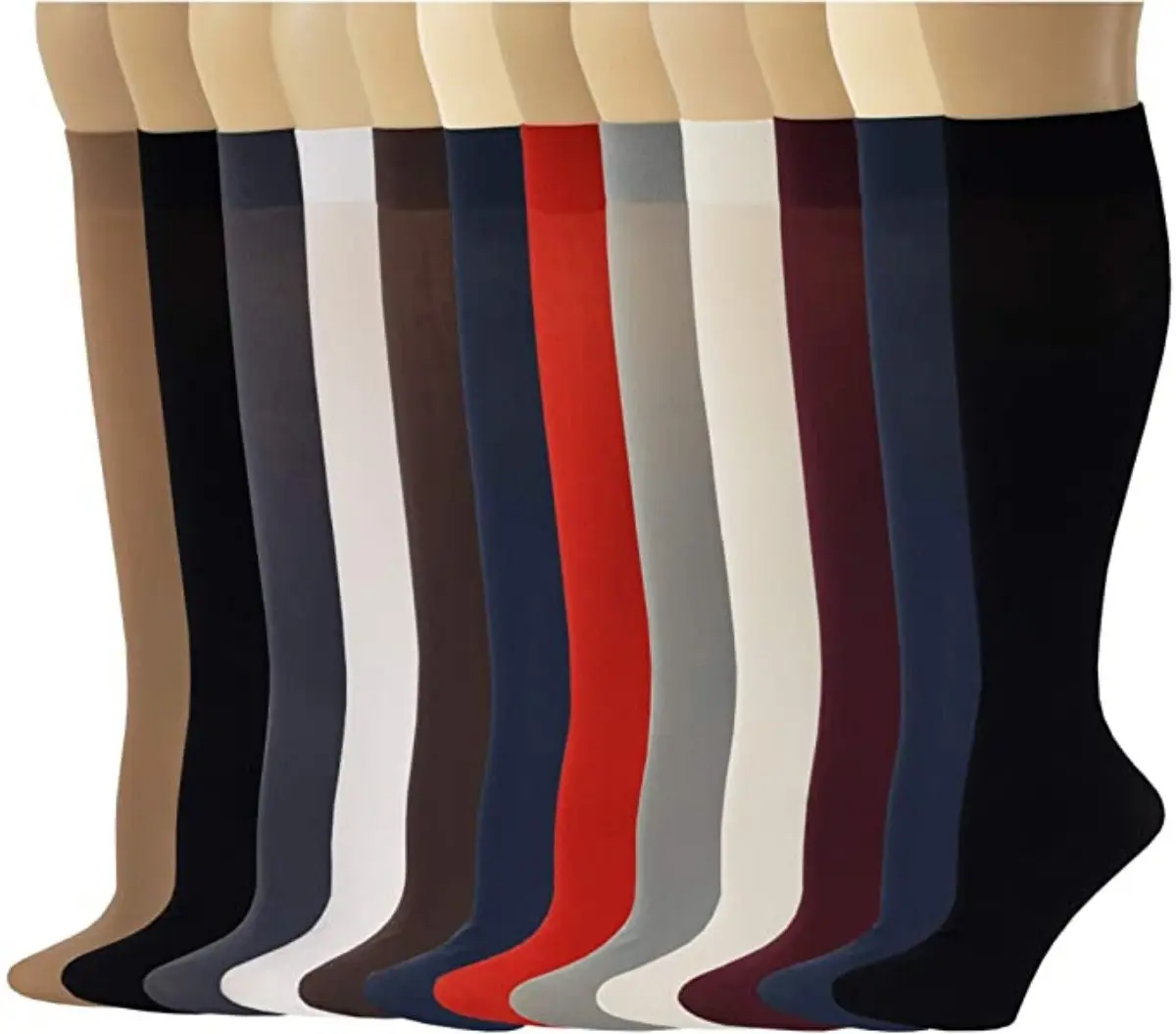 Women's Opaque Breathable Comfortable All-Day Knee-High Trouser Socks - Silky, Soft, Stretchy, Feminine, Slip-Resistant Assorted Pairs for Formal Day Wear Outfits (12 Pairs), Breathable Knee-High Socks, Comfortable Knee-High Socks