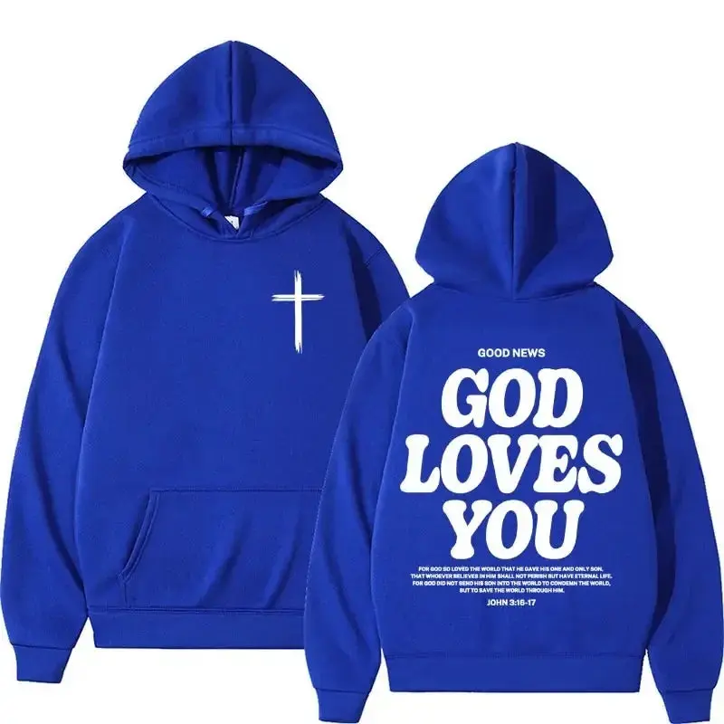 God Loves You Christian Hoodie – Men’s Casual Faith Pullover Hoodie