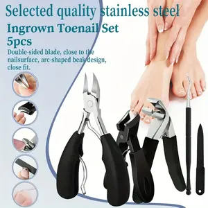 5Pcs Ingrown Toenail Tool Kit, Heavy Duty Stainless Steel Toenail Clippers for Thick Nails, Professional Pedicure Set for Ingrown & Hard Nails, Perfect for Seniors & Home Use