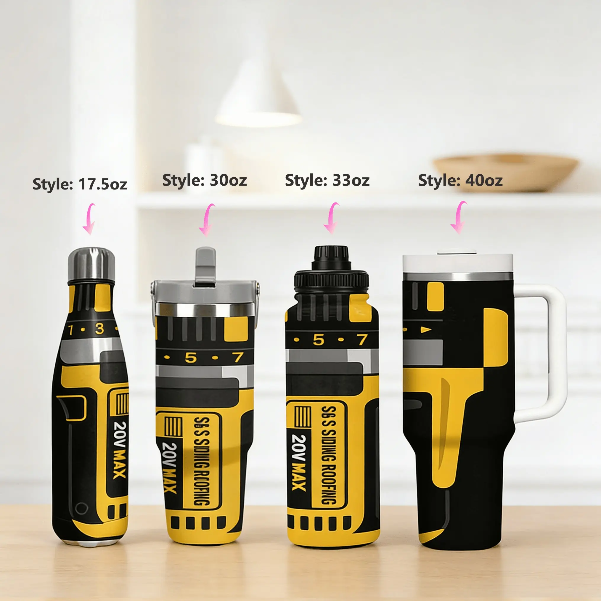 1pc 30/40oz power tool (cordless drill) Durable Insulated water bottle, Vacuum insulated flask, Vacuum Insulated Cups, Hot & cold, Stainless steel cup (with straw & handle) suitable for electricians, plumbers, etc. sites or outdoor work