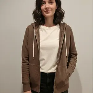 NWT Quince Mongolian Cashmere Full-Zip Hoodie Brown