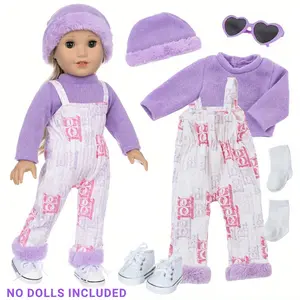 DEARBEI 6 accessories (excluding dolls), including clothes, pants, hats, socks, and shoes, suitable for 16-18 inch baby dolls, cute dolls, dress up games, baby dolls, Christmas gifts, etc