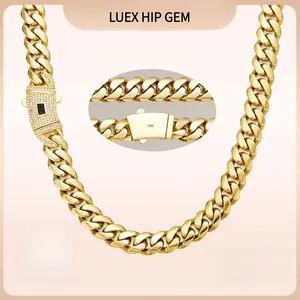 Luxe Hip Gem 14K gold-plated Cuban necklace/bracelet Brand The latest electroplating gold-plating process for rust prevention |    hip-hop style fashion items |   The best gift for valentines  |   Couples' style |   8mm/10mm/12mm/14mm