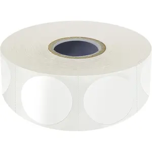 White Round Coding Circle Dots Inventory Stickers Labels with Perforation Line in Roll (Each Measures 1" in Diameter)