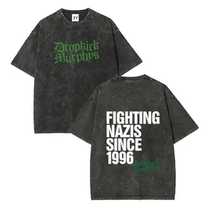 Unisex Celtic Punk Graphic Vintage Washed T-Shirt  – SFront & Back Print, Heavy Cotton Short Sleeve Tee