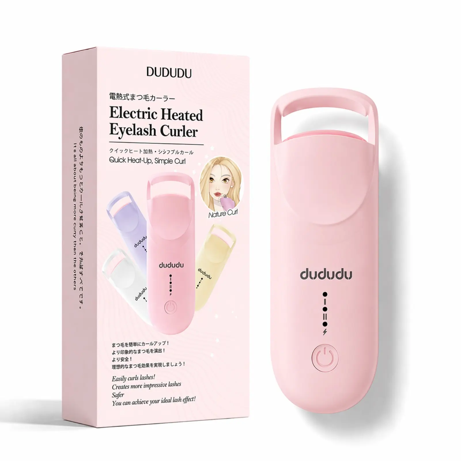 Heated Eyelash Curler, Portable Travel-Size Mini Electric Heated Lash Curler - 2-Level Adjustable Temp & Type-C Recharge, 10S Heat 3S Style 24H Lift