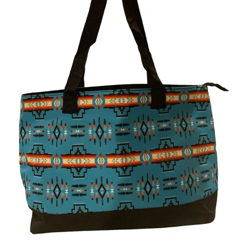 Southwest Native American Design Tote Bag: Zippered Shoulder Bag