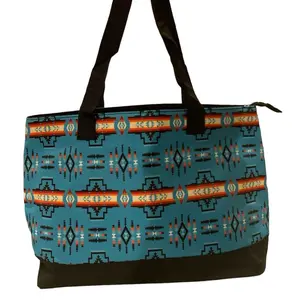 Southwest Native American Design Tote Bag: Zippered Shoulder Bag