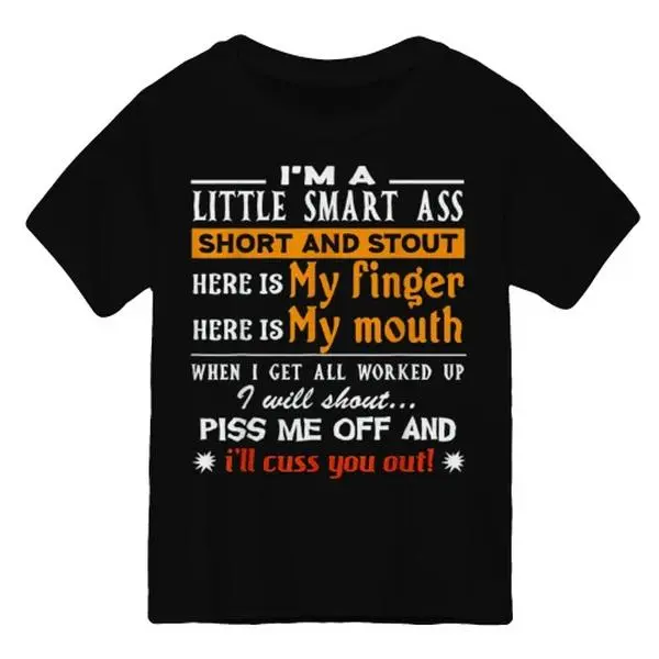 I’m A Little Sassy One Short And Stout Funny Petite T-Shirt Hand And Mouth Attitude Sarcastic Graphic Tee Casual Daily Short Sleeve Top