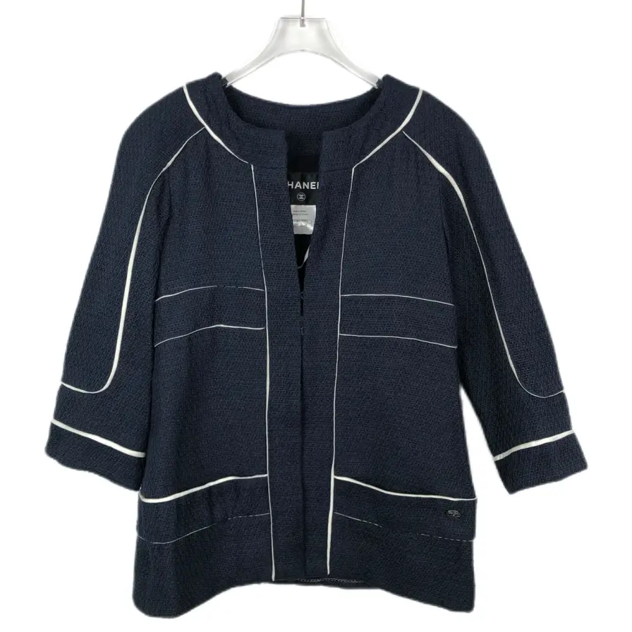 RDLT— Chanel Navy Line Detail Tweed Jacket Size 34