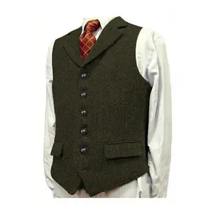 Men’s herringbone formal vest with adjustable straps, suitable for business meetings, social gatherings, and layering
