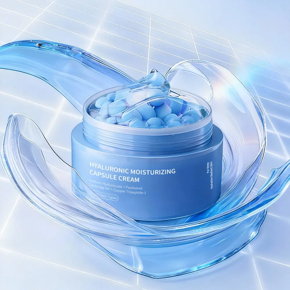 Hydrating Moisturizing Lightweight Blue Ball Cream, Soothing Firming Hyaluronic Acid Capsule Face Cream, Transparent Skincare Moisturizer Hydrate, Ceramide Moisturizer, Face Tightening Cream, Daily Facial Moisturizer