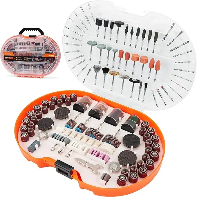 HORUSDY 308-Piece 1/8-in Shank Rotary Tool Accessory Kit, Compartmentalized Hardware Tool Kits for Polishing, Cutting, Drilling with Carrying Case, Compartmentalized Tool Kits